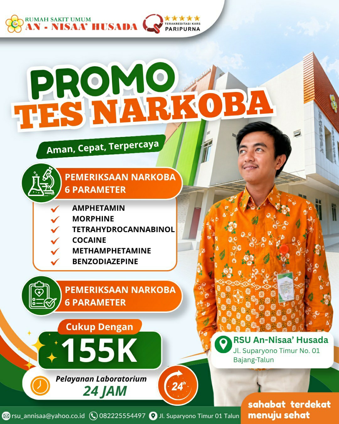  BUTUH SURAT TES NARKOBA? Yuk ke RSU An-Nisaa' Hus
